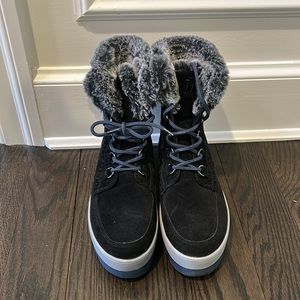 Black waterproof winter boots